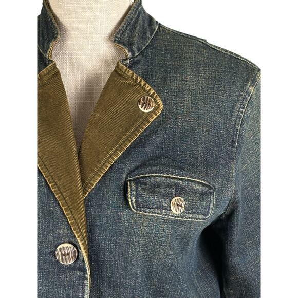 Vintage LRL Lauren Jeans Co Denim Jacket Blazer Women's Large Heritage Y2K Retro - Picture 3 of 10